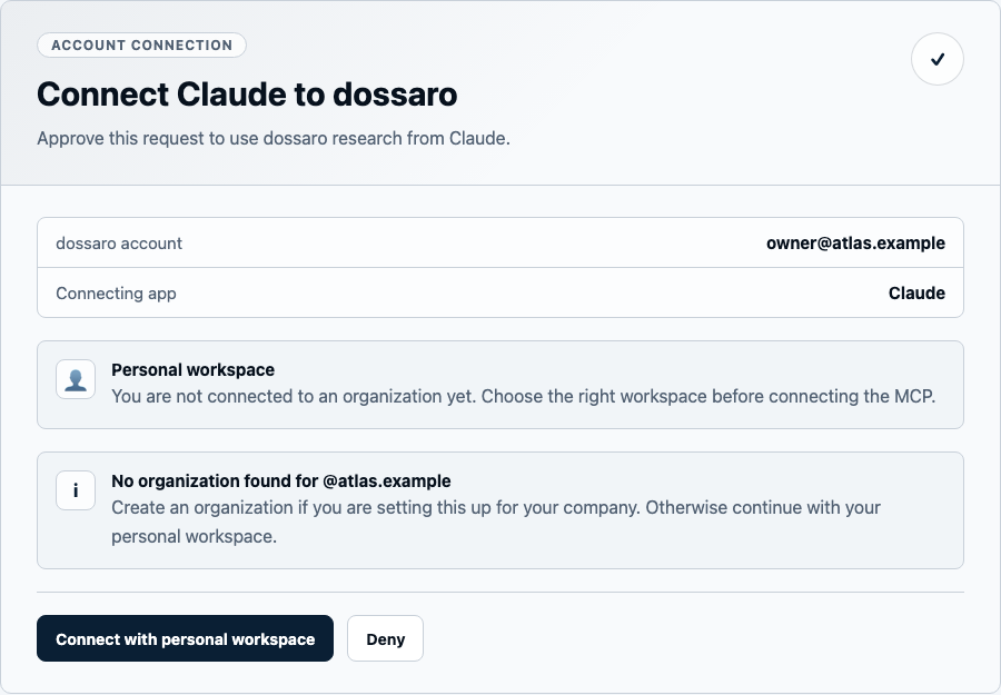 OAuth personal workspace choice